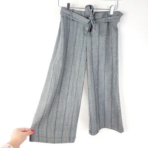 VALIA Black White Checkered Plaid Wide Leg Pants